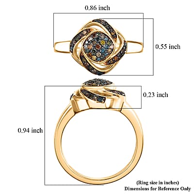 GP Celestial Dream Collection Multi Diamond Ring in 18K Vermeil YG Over Sterling Silver 0.25 ctw (Size 8.0)