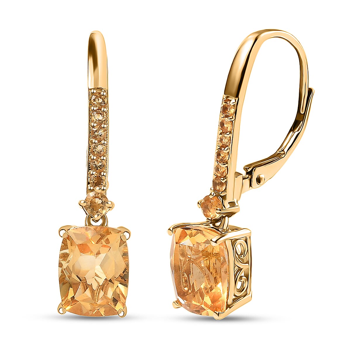 D'Joy Premium Brazilian Citrine 4.50 ctw Earrings in 18K Vermeil Yellow Gold Over Sterling Silver image number 0