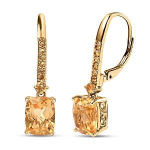 D'Joy Premium Brazilian Citrine 4.50 ctw Earrings in 18K Vermeil Yellow Gold Over Sterling Silver