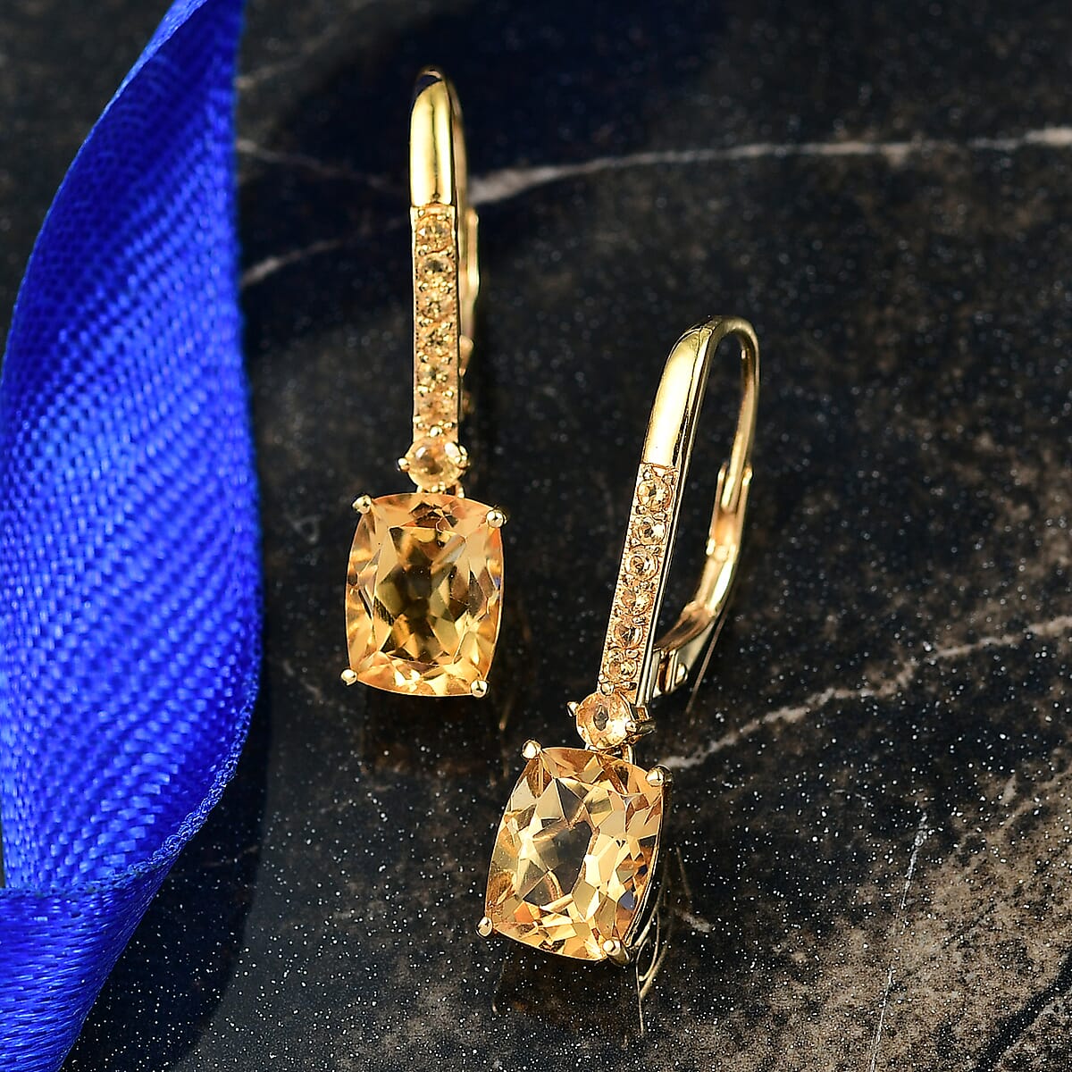 D'Joy Premium Brazilian Citrine 4.50 ctw Earrings in 18K Vermeil Yellow Gold Over Sterling Silver image number 1
