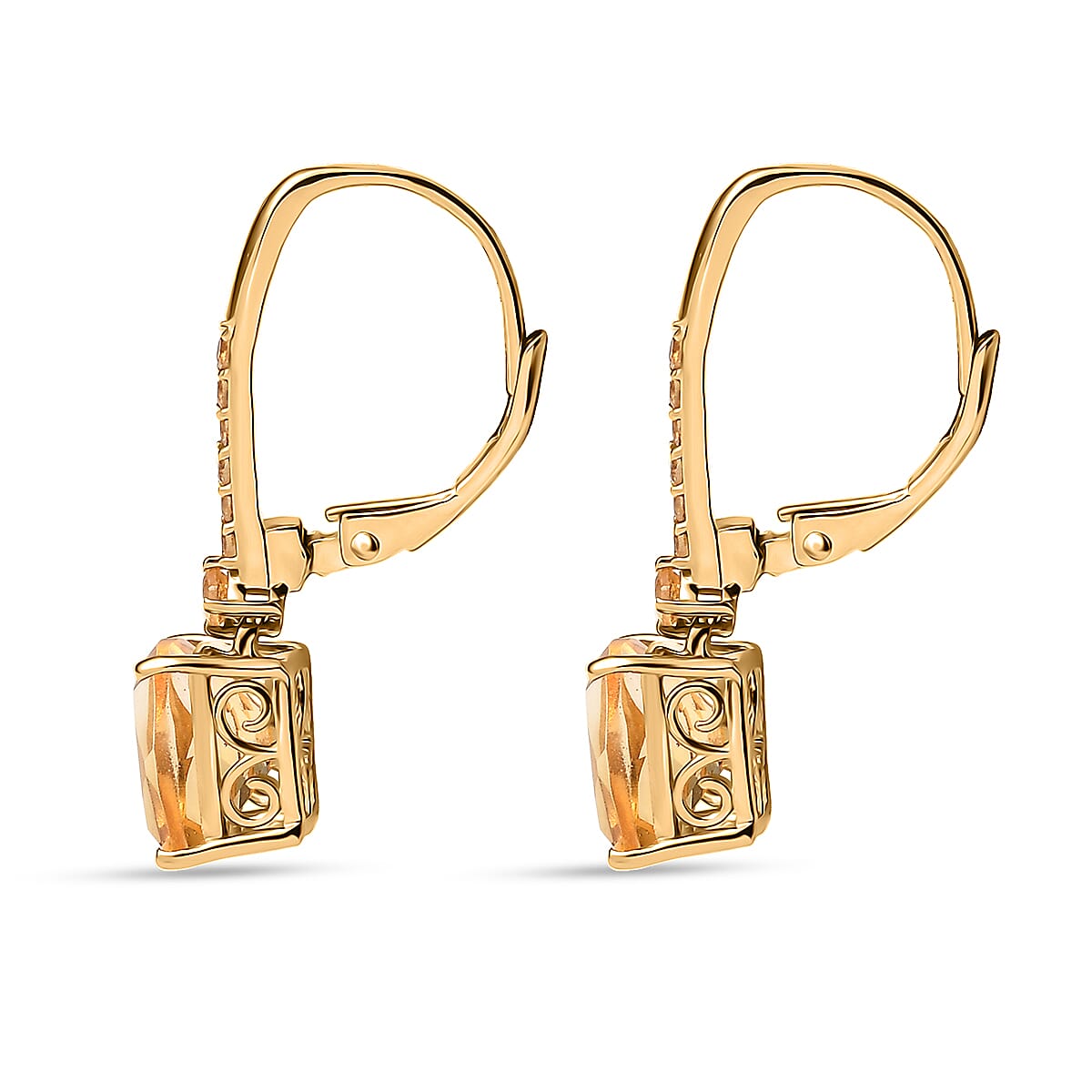 D'Joy Premium Brazilian Citrine 4.50 ctw Earrings in 18K Vermeil Yellow Gold Over Sterling Silver image number 3