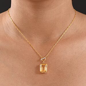 D'Joy Brazilian Citrine, White Zircon Necklace in 18K Vermeil YG Over Sterling Silver 7.85 ctw (18 Inches)
