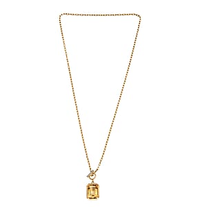 D'Joy Brazilian Citrine, White Zircon Necklace in 18K Vermeil YG Over Sterling Silver 7.85 ctw (18 Inches)