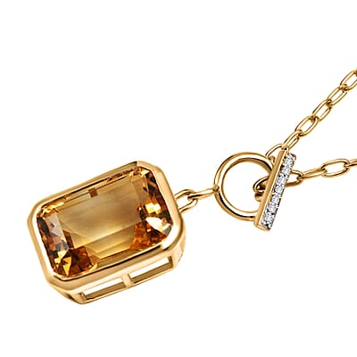 D'Joy Rachel Roy Loving Care Brazilian Citrine, White Zircon Necklace in 18K Vermeil YG Over Sterling Silver 7.85 ctw (18 Inches)