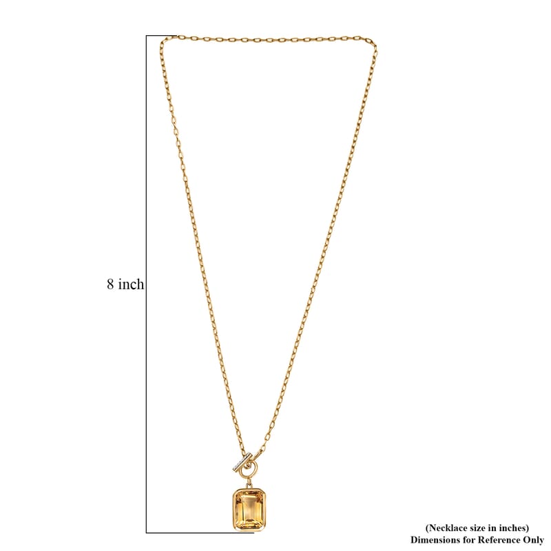 D'Joy Rachel Roy Loving Care Brazilian Citrine, White Zircon Necklace in 18K Vermeil YG Over Sterling Silver 7.85 ctw (18 Inches)