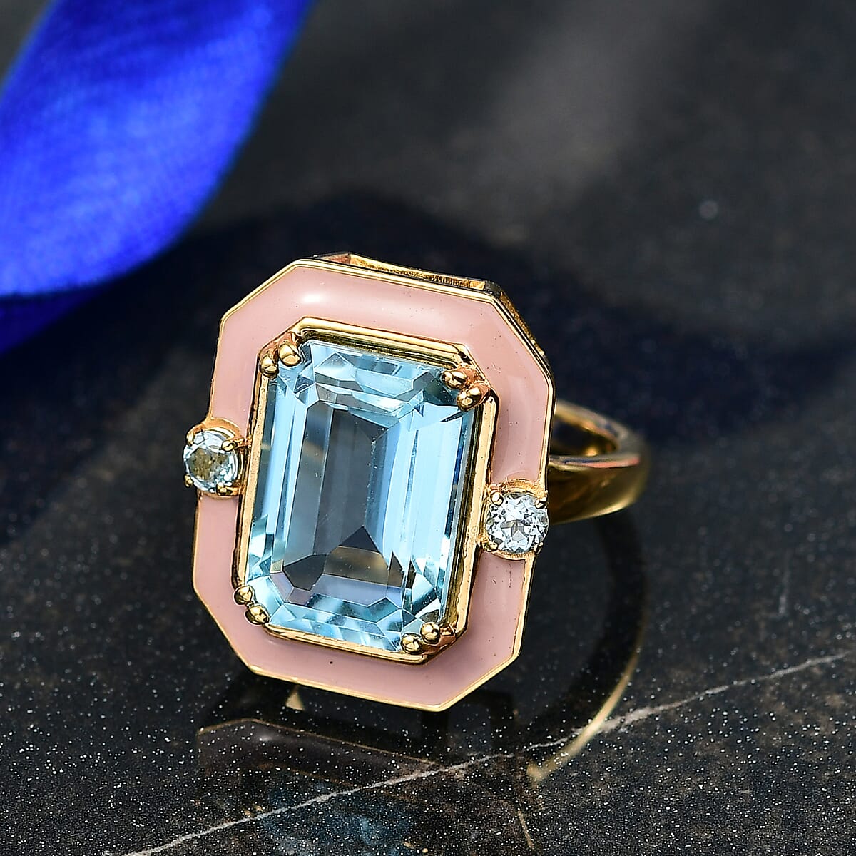 D'Joy AAA Sky Blue Topaz 7.90 ctw Ring in 18K Vermeil Yellow Gold Over Sterling Silver (Size 10.0) image number 1