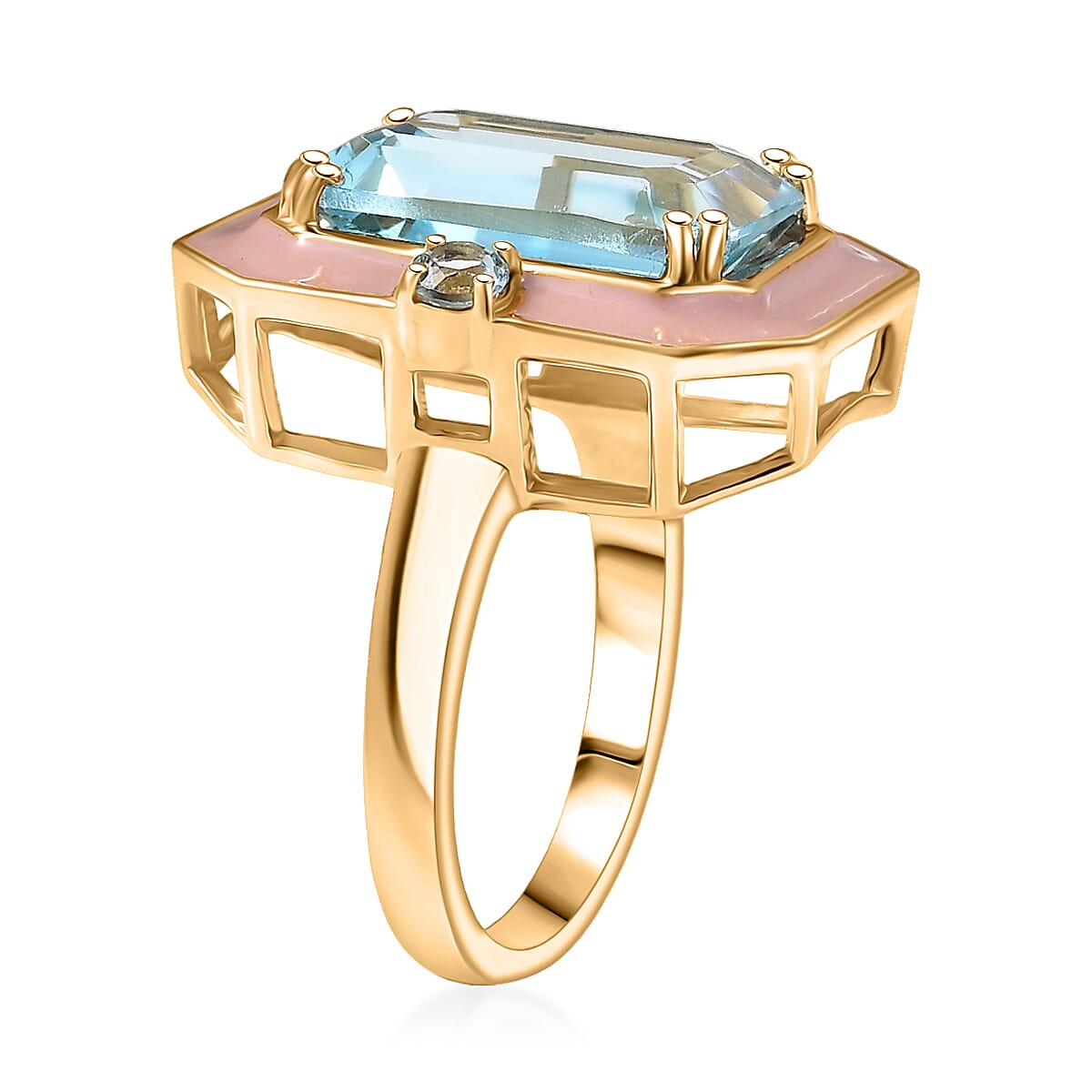D'Joy AAA Sky Blue Topaz 7.90 ctw Ring in 18K Vermeil Yellow Gold Over Sterling Silver (Size 10.0) image number 3