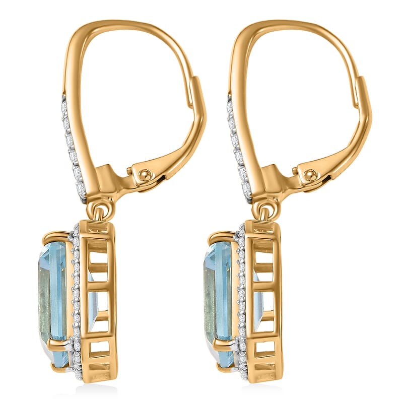 D'Joy Rachel Roy Loving Care Sky Blue Topaz, White Zircon Earrings in 18K Vermeil YG Over Sterling Silver 9.40 ctw