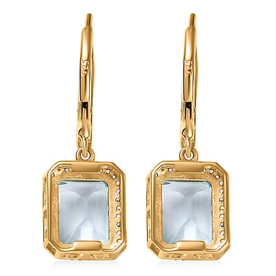 D'Joy Rachel Roy Loving Care Sky Blue Topaz, White Zircon Earrings in 18K Vermeil YG Over Sterling Silver 9.40 ctw
