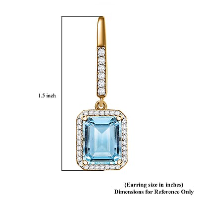 D'Joy Rachel Roy Loving Care Sky Blue Topaz, White Zircon Earrings in 18K Vermeil YG Over Sterling Silver 9.40 ctw