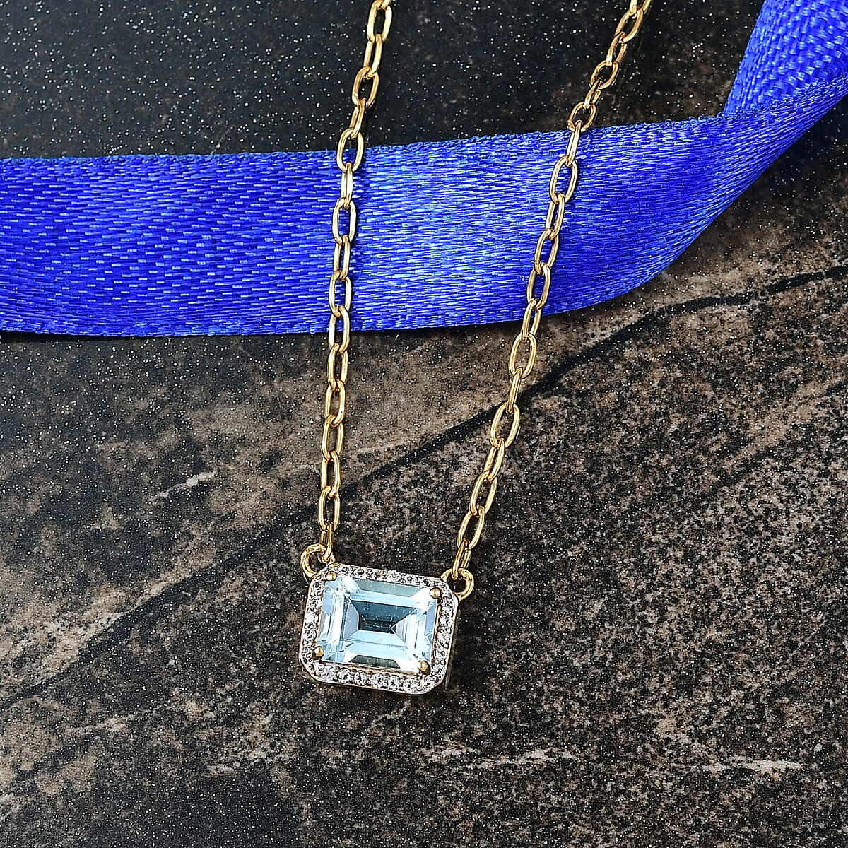 D'Joy Premium Sky Blue Topaz and White Topaz 2.30 ctw Necklace in 18K Vermeil Yellow Gold Over Sterling Silver 18- 20 Inches image number 1