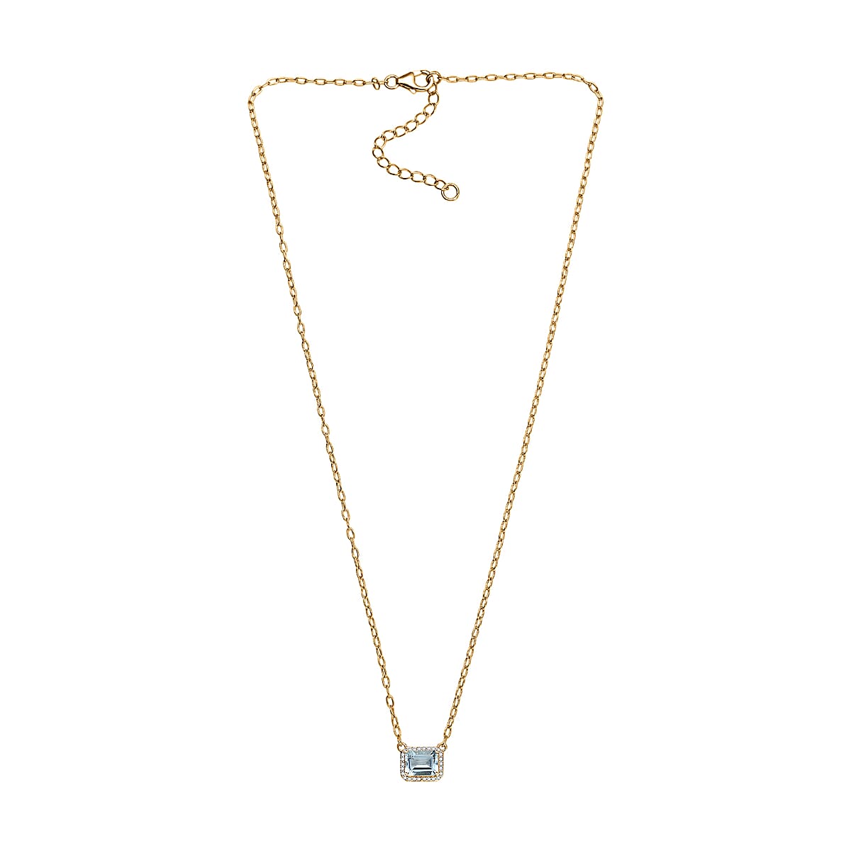 D'Joy Premium Sky Blue Topaz and White Topaz 2.30 ctw Necklace in 18K Vermeil Yellow Gold Over Sterling Silver 18- 20 Inches image number 3