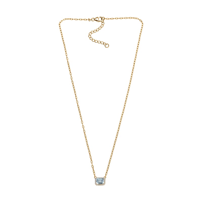 D'Joy Rachel Roy Loving Care Sky Blue Topaz, White Topaz Necklace in 18K Vermeil YG Over Sterling Silver 2.30 ctw (18- 20 Inches)