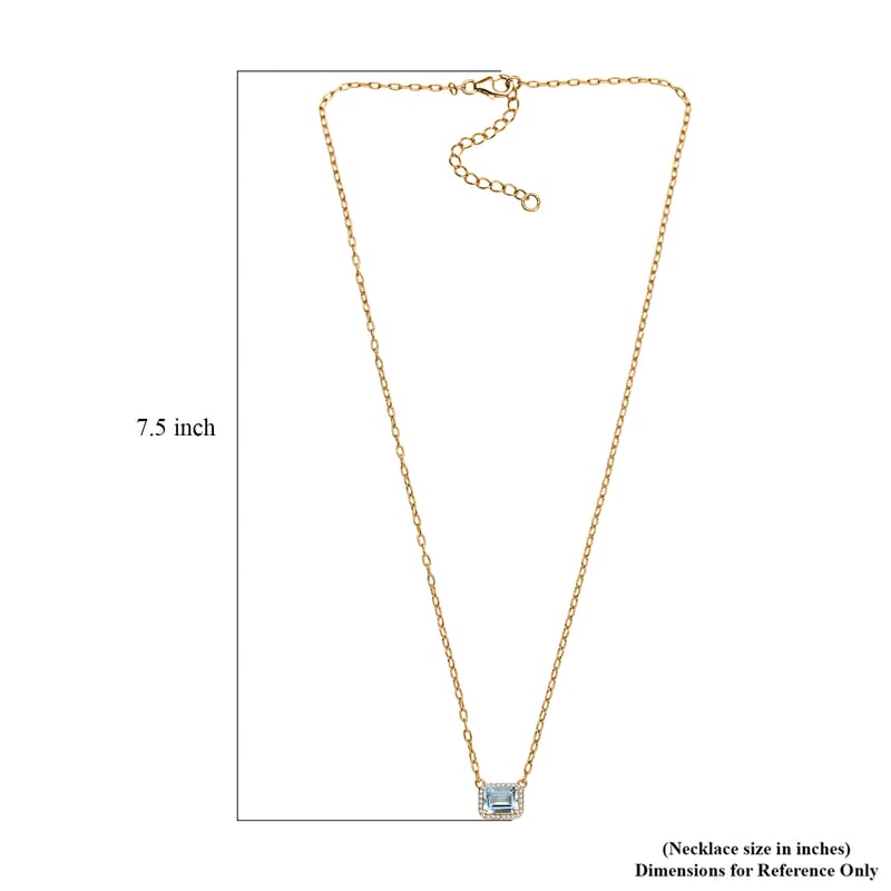 D'Joy Rachel Roy Loving Care Sky Blue Topaz, White Topaz Necklace in 18K Vermeil YG Over Sterling Silver 2.30 ctw (18- 20 Inches)