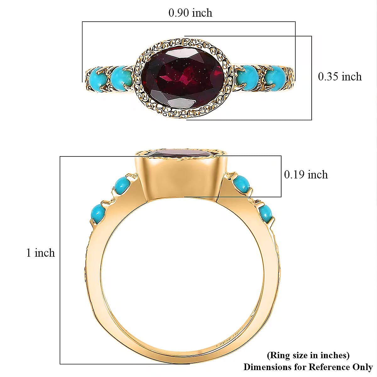 D'Joy Rachel Roy Loving Care Orissa Rhodolite Garnet, Sleeping Beauty Turquoise Ring in 18K Vermeil YG Over Sterling Silver 1.80 ctw (Size 5.0) image number 6