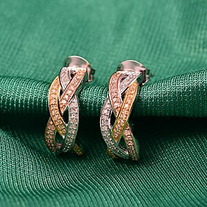 GP Royal Art Deco Collection Diamond Earrings in 18K Vermeil YRG and Rhodium Over Sterling Silver 0.35 ctw