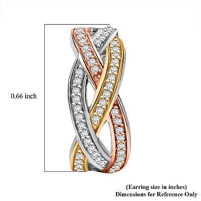 GP Royal Art Deco Collection Diamond Earrings in 18K Vermeil YRG and Rhodium Over Sterling Silver 0.35 ctw
