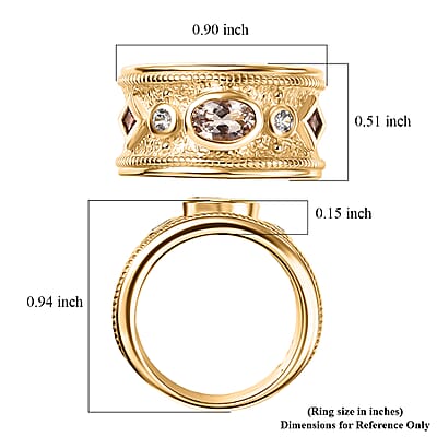 D'Joy  Marropino Morganite, Multi Gemstone Ring in 18K Vermeil YG Over Sterling Silver 1.15 ctw (Size 10.0)