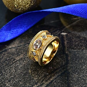 D'Joy Rachel Roy Loving Care Marropino Morganite, Multi Gemstone Ring in 18K Vermeil YG Over Sterling Silver 1.15 ctw (Size 6.0)