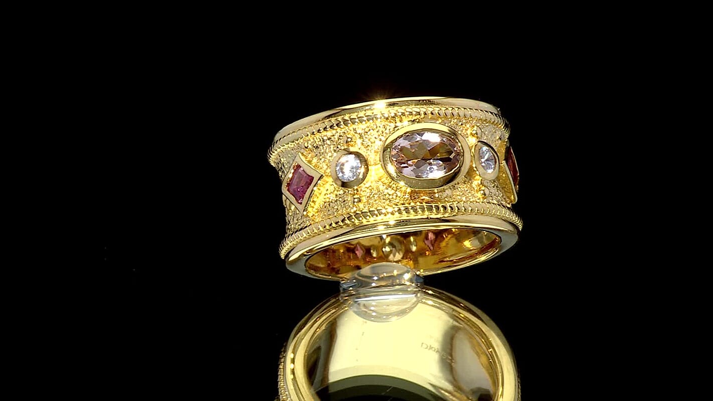 D'Joy Premium Marropino Morganite, Multi Gemstone Ring in 18K Vermeil YG Over Sterling Silver (Size 10.0) 1.15 ctw