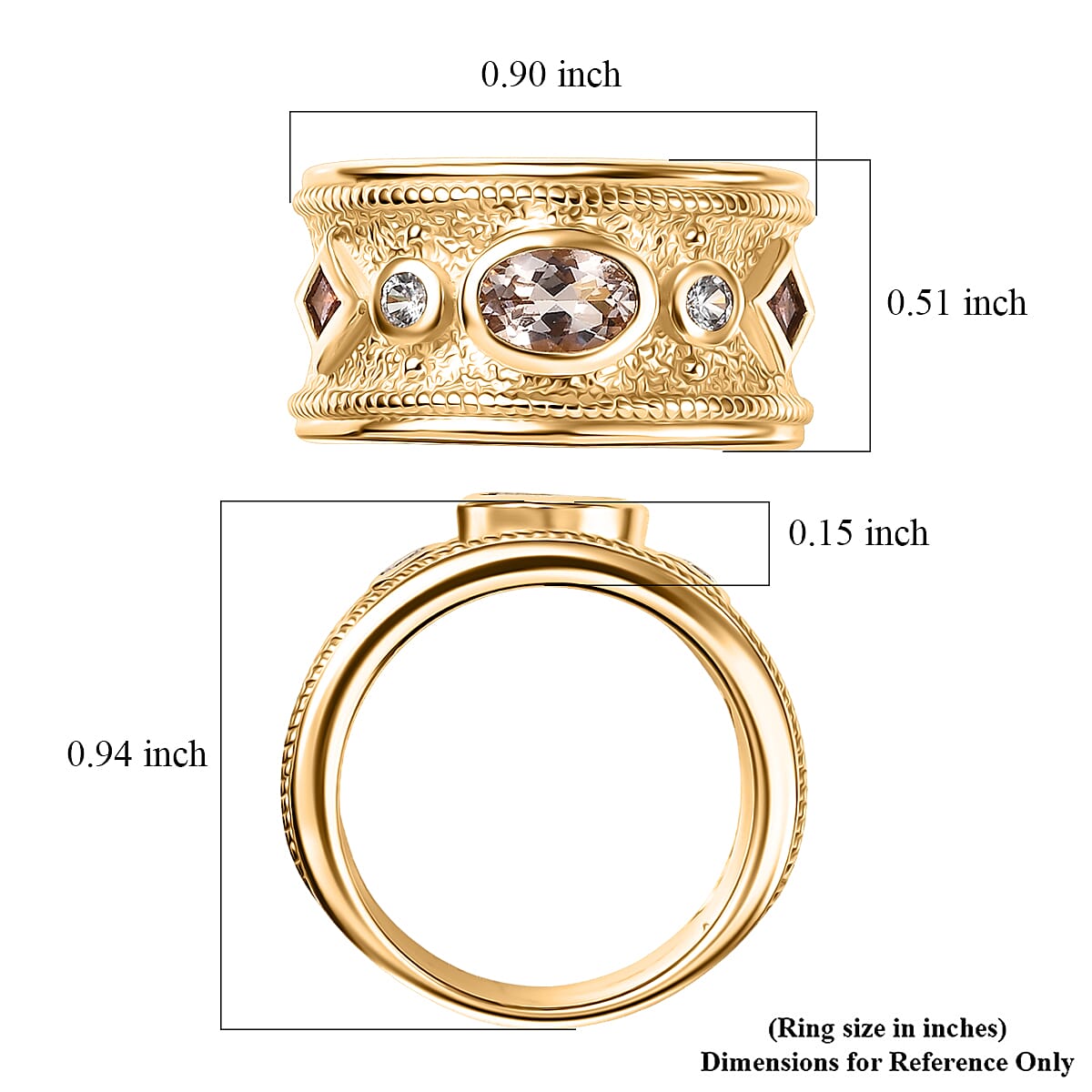 D'Joy Rachel Roy Loving Care Marropino Morganite, Multi Gemstone Ring in 18K Vermeil YG Over Sterling Silver 1.15 ctw (Size 7.0) image number 5