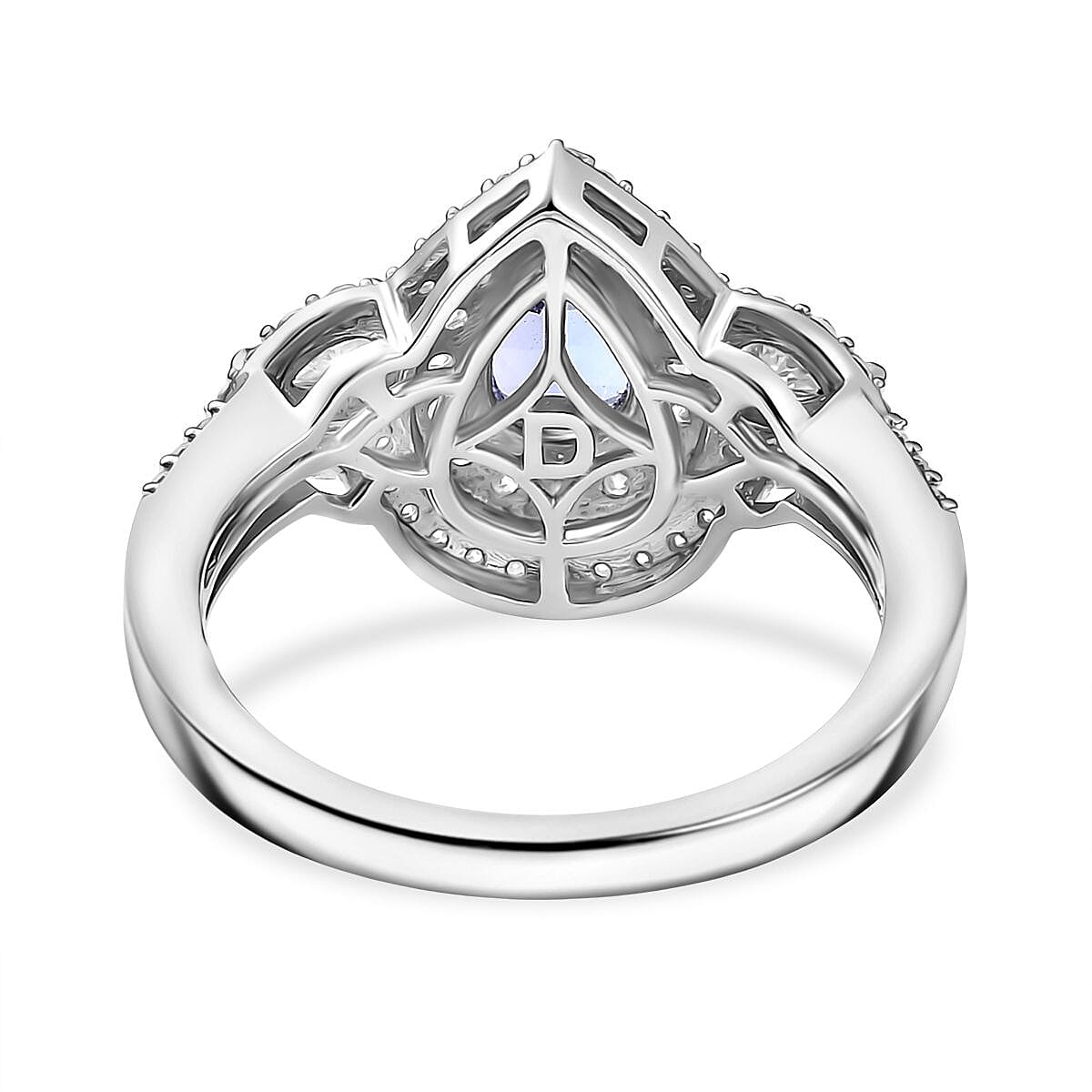D'Joy Premium Tanzanite and Moissanite 1.85 ctw Art Deco Ring in Rhodium Over Sterling Silver (Size 9.0) image number 4