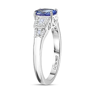 Luxoro AAA Peacock Tanzanite, Diamond Art Deco Ring in 10K White Gold 1.42 ctw (Size 10.0)