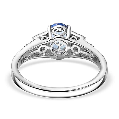 Luxoro AAA Peacock Tanzanite, Diamond Art Deco Ring in 10K White Gold 1.42 ctw (Size 10.0)