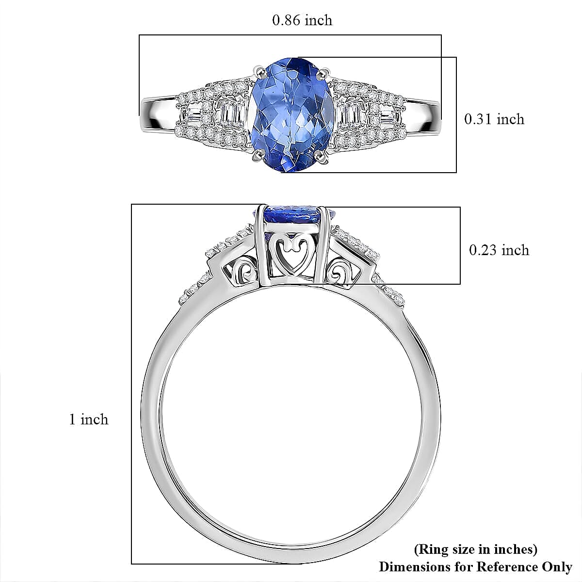 Doorbuster Luxoro AAA Peacock Tanzanite and Diamond I2 1.60 ctw Art Deco Ring in 10K White Gold (Size 10.0) image number 5