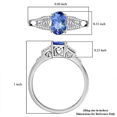Luxoro AAA Peacock Tanzanite, Diamond Art Deco Ring in 10K White Gold 1.42 ctw (Size 10.0)