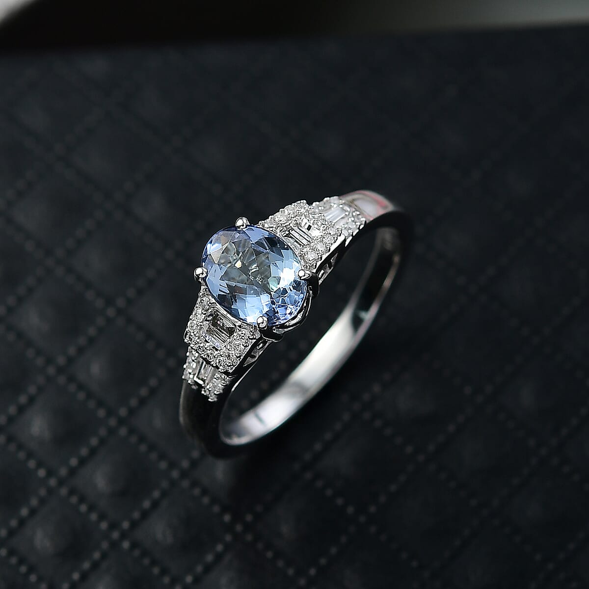 Luxoro AAA Peacock Tanzanite, Diamond Art Deco Ring in 10K White Gold 1.42 ctw (Size 8.0) image number 1