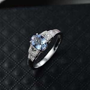 Luxoro AAA Peacock Tanzanite, Diamond Art Deco Ring in 10K White Gold 1.42 ctw (Size 8.0)