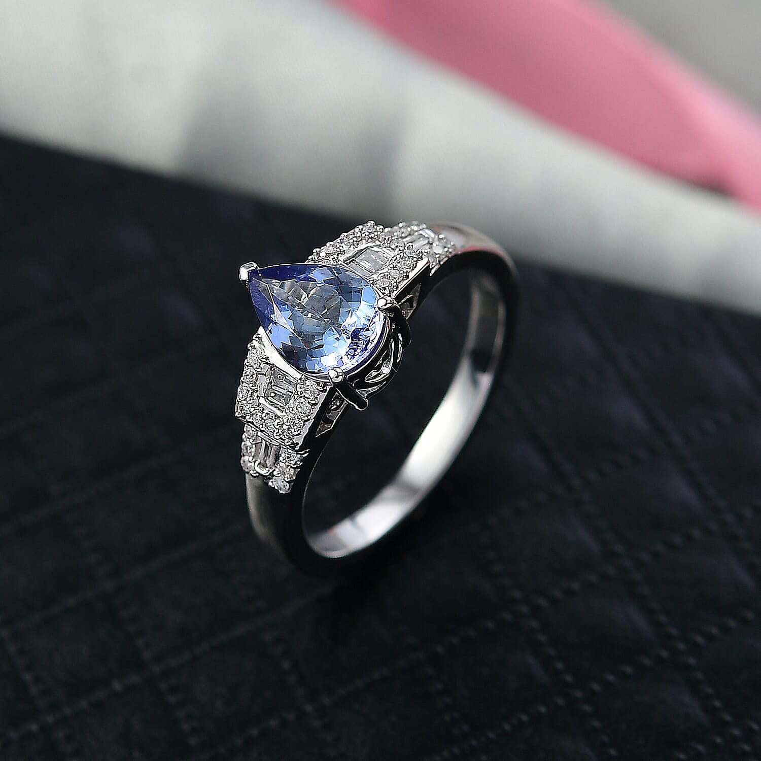 Luxoro AAA Peacock Tanzanite, Diamond Art Deco Ring in 10K White Gold 1.30 ctw (Size 10.0)
