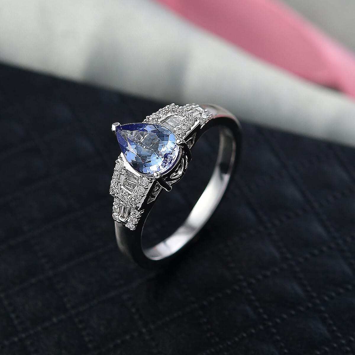 Luxoro AAA Peacock Tanzanite, Diamond Art Deco Ring in 10K White Gold 1.30 ctw (Size 10.0) image number 1