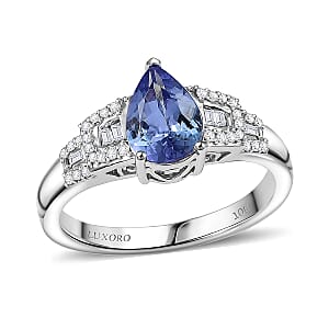 Luxoro AAA Peacock Tanzanite, Diamond Art Deco Ring in 10K White Gold 1.30 ctw (Size 6.5)