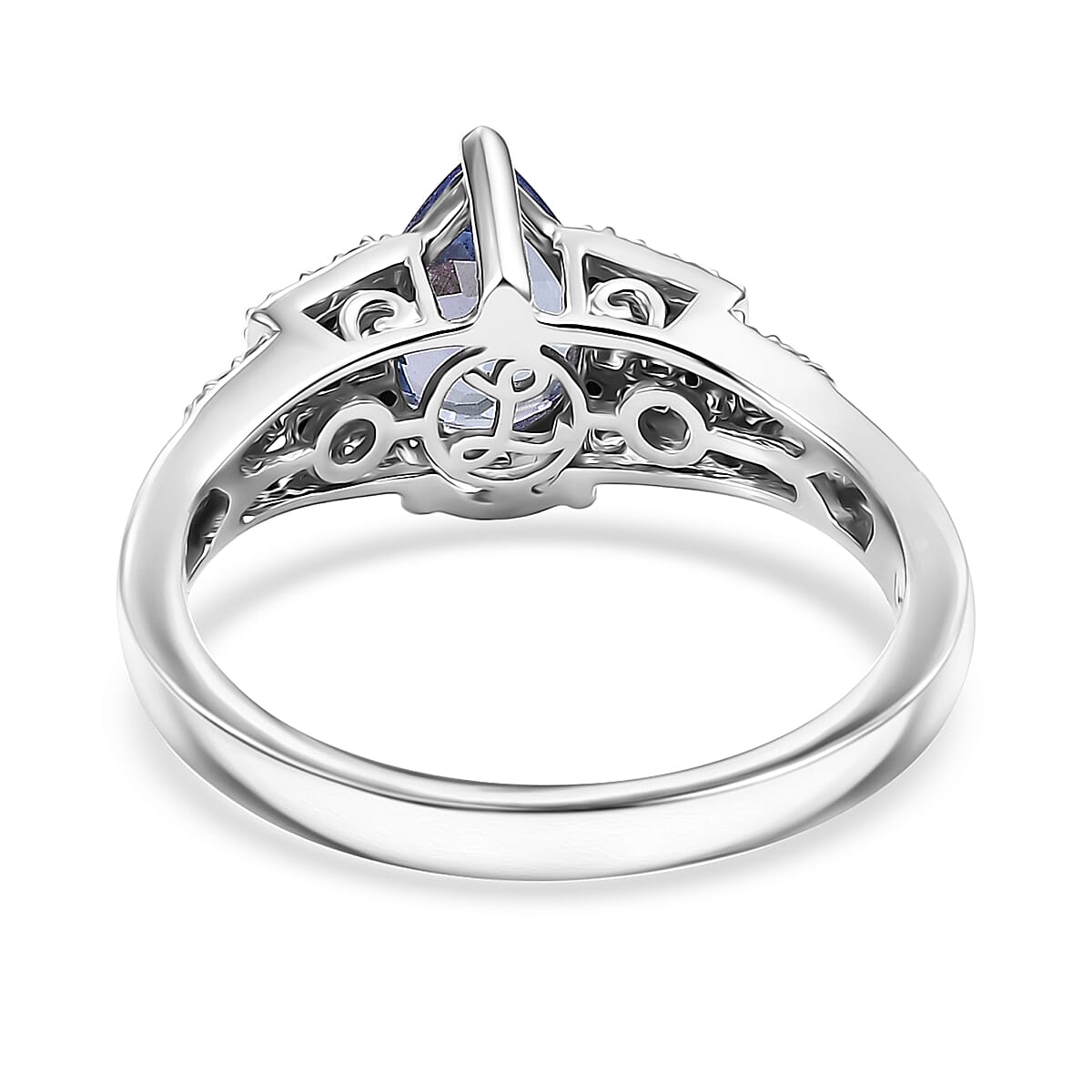 Doorbuster Luxoro AAA Peacock Tanzanite and Diamond I2 1.30 ctw Art Deco Ring in 10K White Gold (Size 8.0) image number 4