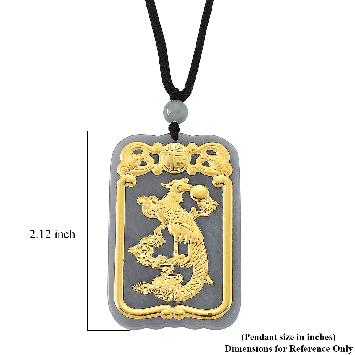 24K Yellow Gold Natural Olmec Jadeite 125.00 ctw Phoenix Carved Pendant with Beaded Necklace (28 Inches) image number 6