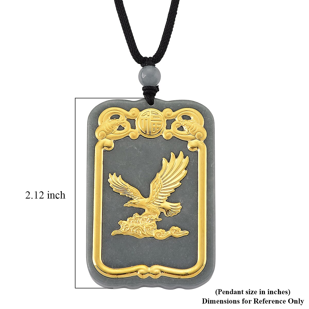 24K Yellow Gold Natural Olmec Jadeite 125.00 ctw Eagle Carved Pendant with Beaded Necklace (28 Inches) image number 5