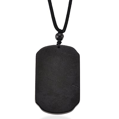 24K Yellow Gold Natural Black Jade 125.00 ctw Pixiu Carved Pendant with Beaded Necklace (28 Inches)