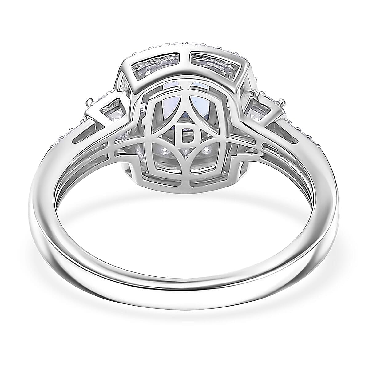 D'Joy Premium Tanzanite and Moissanite 1.85 ctw Art Deco Ring in Rhodium Over Sterling Silver (Size 10.0) image number 4