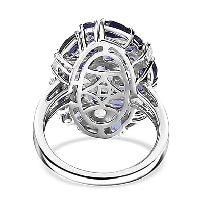 D'Joy Catalina Iolite and Malagasy Moonstone 4.95 ctw Moonlit Majesty Ring in Rhodium Over Sterling Silver (Size 10.0)