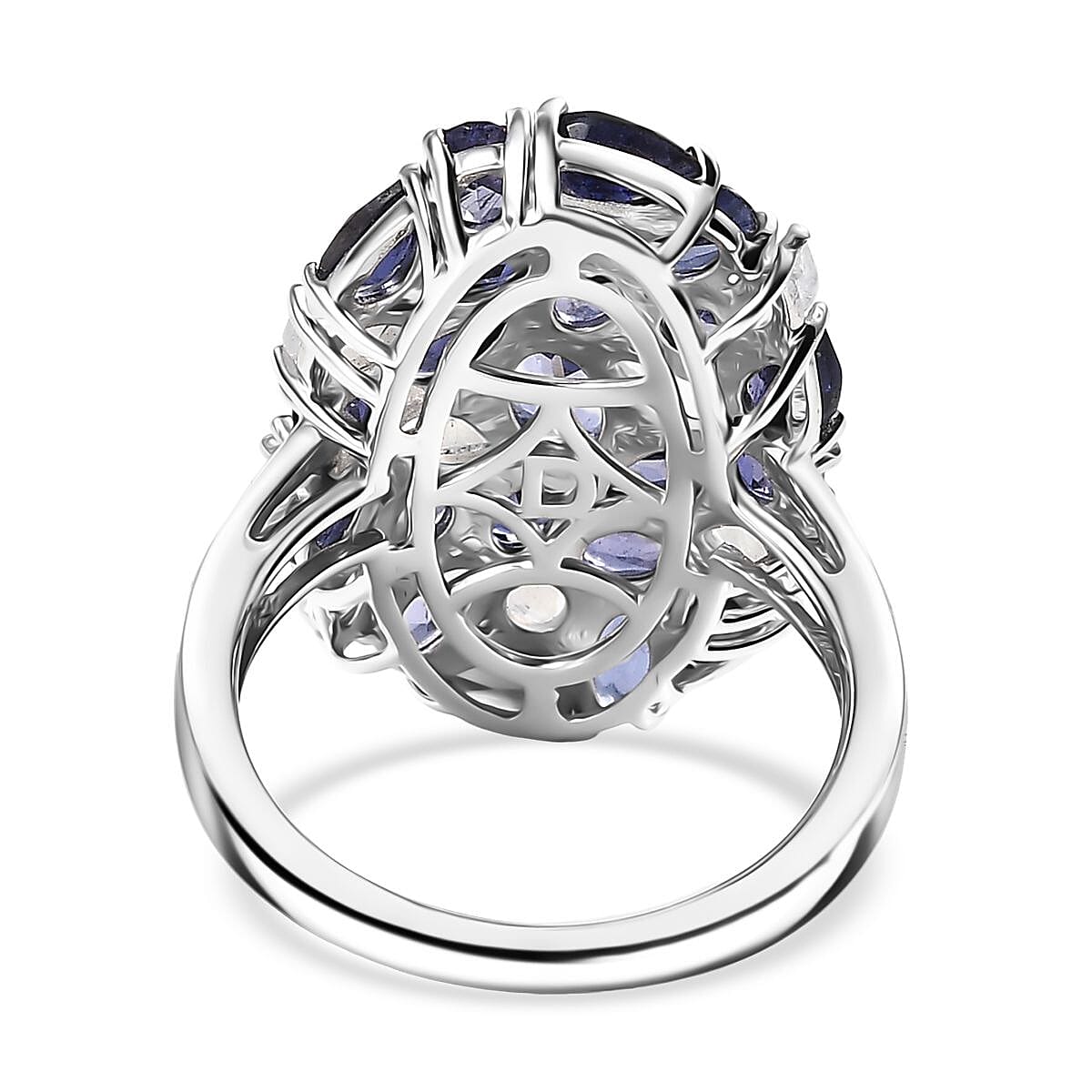 D'Joy Catalina Iolite and Malagasy Moonstone 4.95 ctw Moonlit Majesty Ring in Rhodium Over Sterling Silver (Size 7.0) image number 4