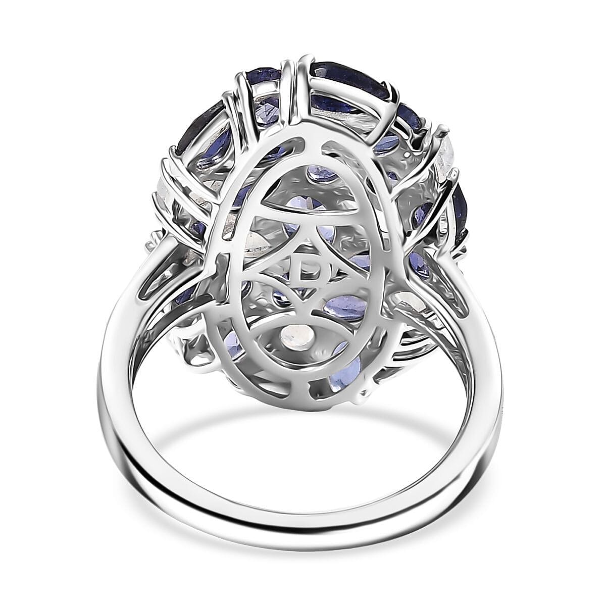 D'Joy Catalina Iolite and Malagasy Moonstone 4.95 ctw Moonlit Majesty Ring in Rhodium Over Sterling Silver (Size 8.0) image number 4