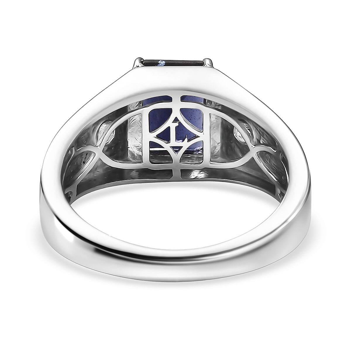 Premium Catalina Iolite and Luxuriant Lab Grown Diamond G-H SI 2.00 ctw Men's Ring in Rhodium Over Sterling Silver (Size 11.0) image number 4