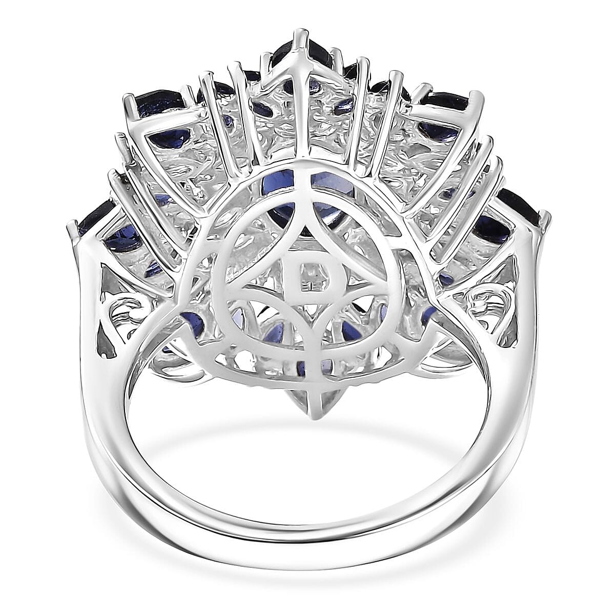 Doorbuster D'Joy Premium Catalina Iolite and Moissanite 3.85 ctw Regalia Star Ring in Rhodium Over Sterling Silver (Size 10.0) image number 4