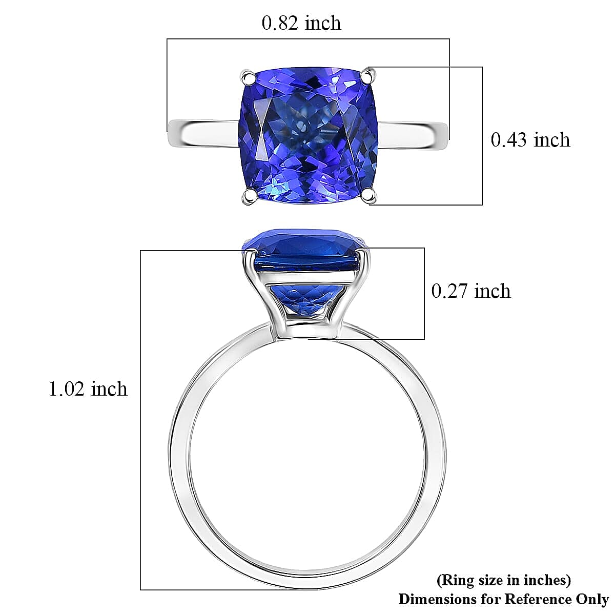 Rhapsody AAAA Tanzanite Solitaire Ring in 950 Platinum 5.30 ctw (Size 10.0)