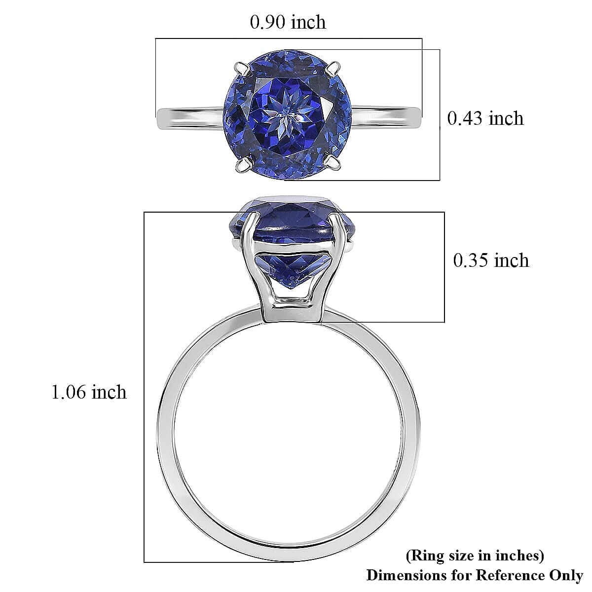 Rhapsody AAAA Tanzanite Solitaire Ring in 950 Platinum 5.00 ctw (Size 10.0) image number 5