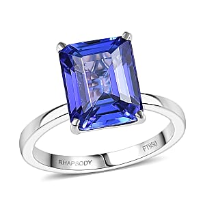Doorbuster Rhapsody AAAA Tanzanite 5.00 ctw Solitaire Ring in 950 Platinum (Size 7.0) 5.00 Grams (Del. in 10-12 Days)
