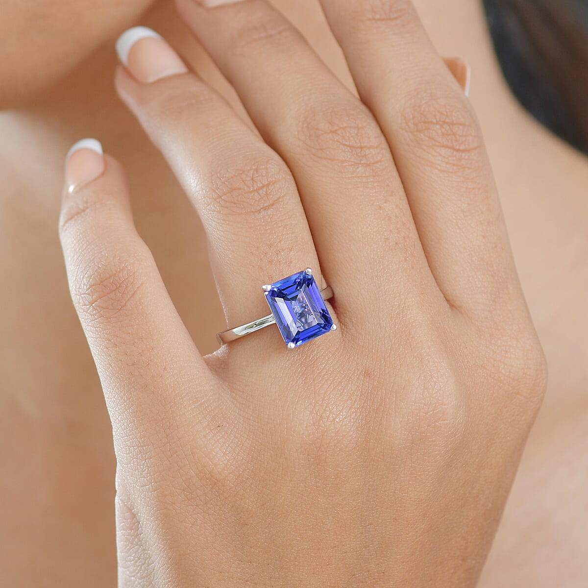 Doorbuster Rhapsody 950 Platinum AAAA Tanzanite Ring (Size 7.0) (4.45 g) 4.60 ctw image number 2