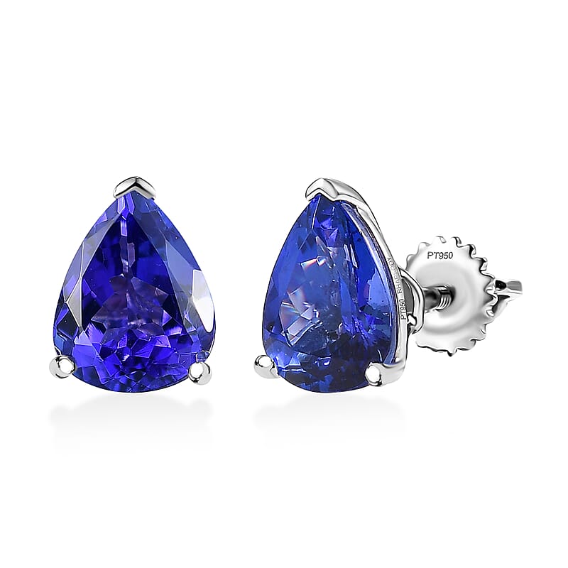 Rhapsody AAAA Tanzanite Stud Earrings in 950 Platinum 4.75 ctw